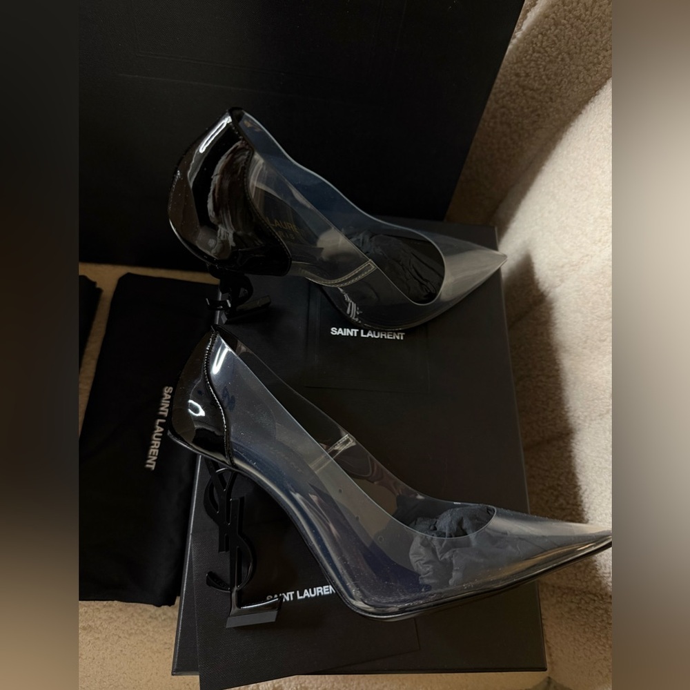 SAINT LAURENT Opyum Pumps logo Heels – Size 38.5 – Brand New / Full Set - Picture 3 of 12